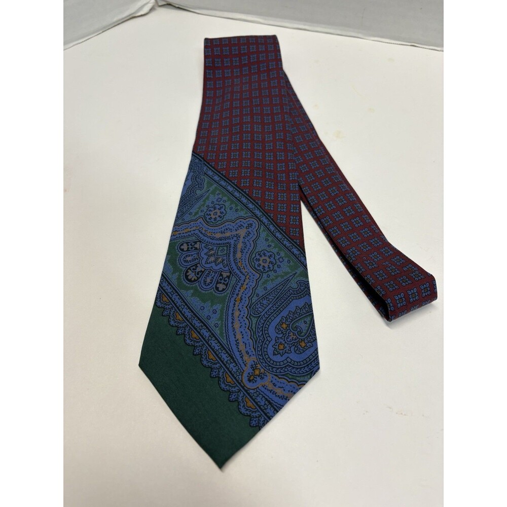 Vintage Polo Ralph Lauren Hand Made Paisley Silk Tie Red Blue Green Made in USA